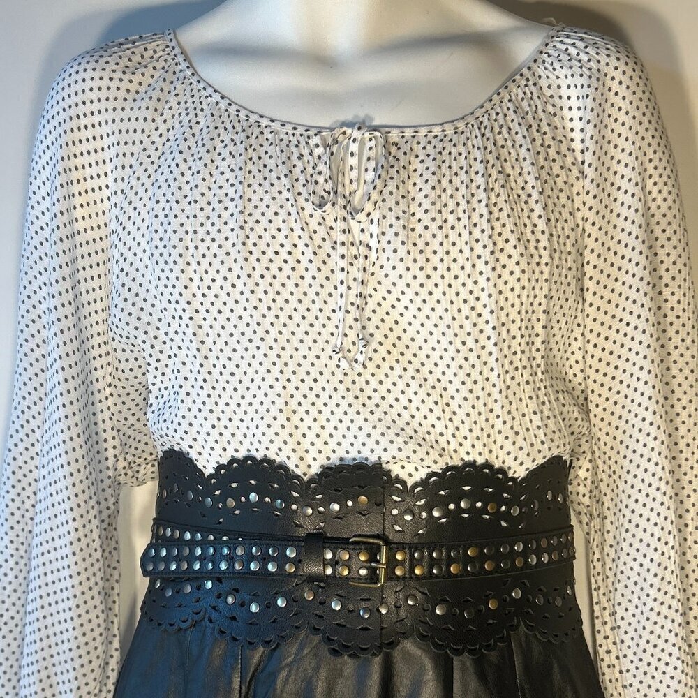 Venus SZM W Black Laser Cut Studded Belt Bohemian Festival Artsy Western Goth